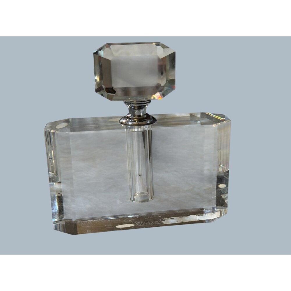 Rectangular Art Deco Hand Cut Crystal Perfume Bottle - Picture 2 of 8
